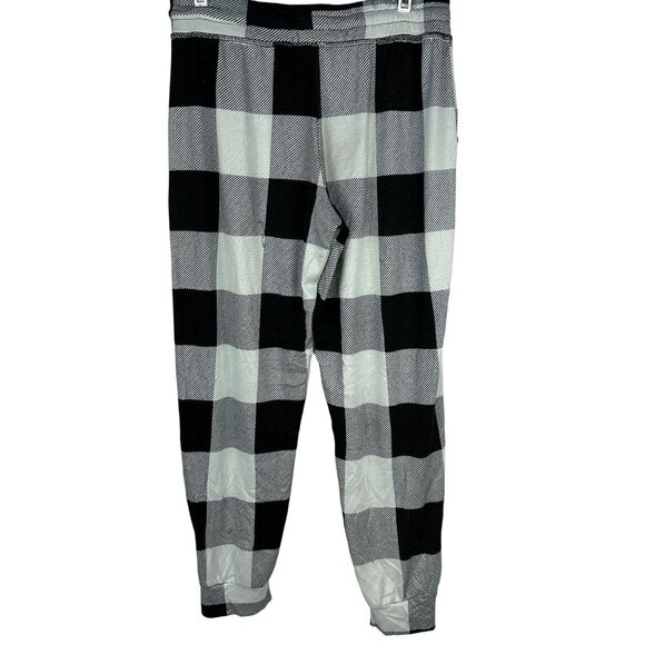 Buffalo Plaid Pajama Pants M Sleepwear Black White Checkered Drawstring Waist - Picture 4 of 10